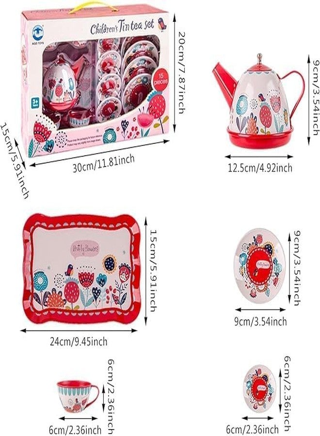 PIPBO Children?s Tea Party Set for Girls, Afternoon Tea Playset with Metal Teapot, Cups, Dishes, and Carrying Case, Perfect Princess Gift for Kids - Image 3